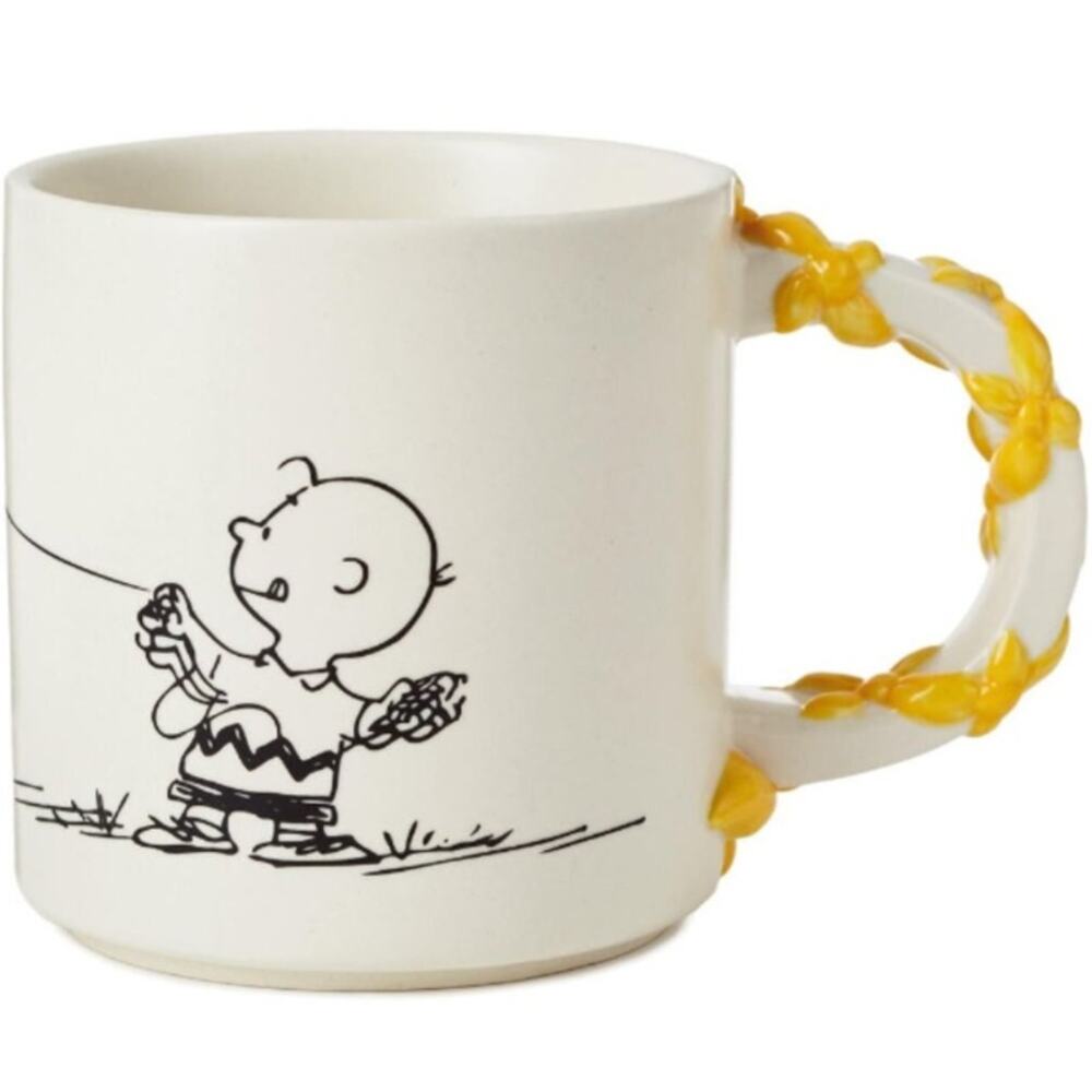 Hallmark Peanuts Charlie Brown Yellow 3D Kite Flying Coffee Mug Vintage HTF Rare